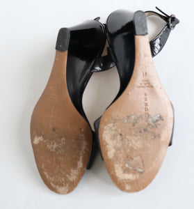 Hobbs Wedge Heel Slingback Sandals - Black Patent Leather - 41 / UK 8