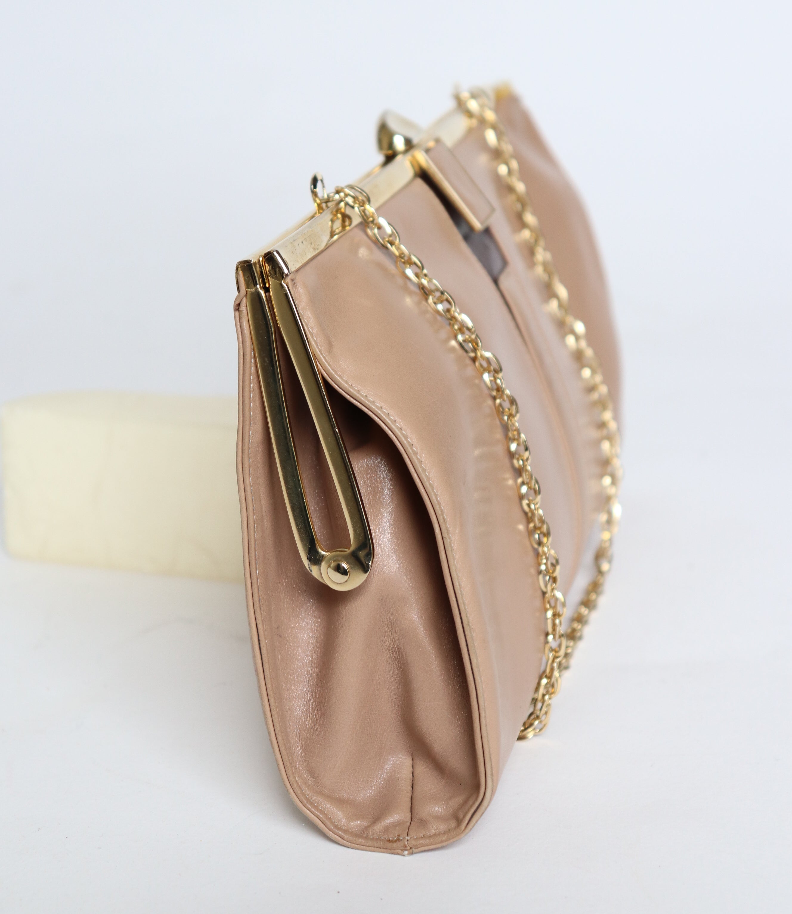 Renata Vintage Shoulder / Clutch Bag - Beige Leather - 1980s - Small