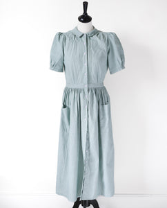 Cotton Land Girl  Dress - Vintage 1980s - Green Check - Fit XXS  / UK 6 / 8