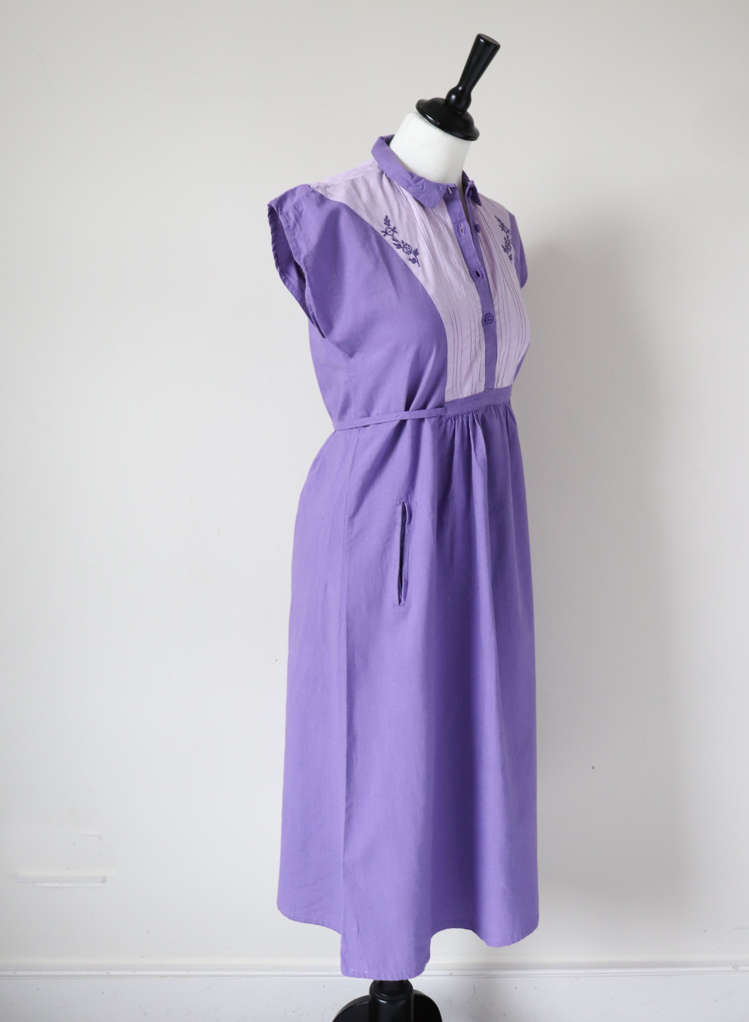 Vintage Indian Cotton Dress - Empire Waist  - Roshafi - 1980s - Fit S / UK 10