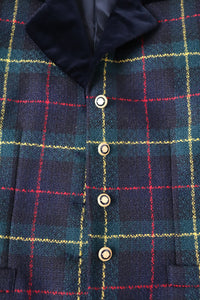 Plaid Boucle Wool Jacket - Vintage - Kasper / ASL - Blue / Green - Fit L / 14