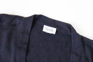 Viyella Oversized Wool Cardigan - Vintage - Dark Blue -  Fit L / UK 14