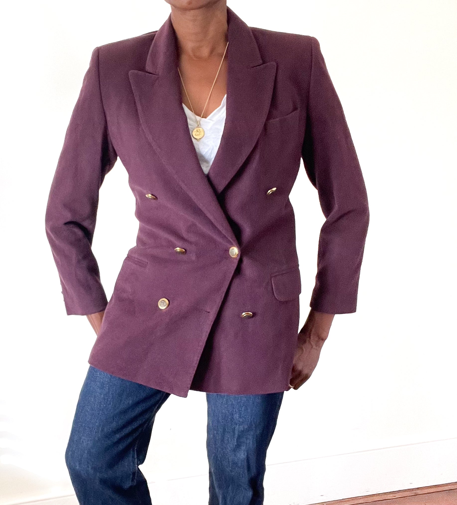 St Michael M&S Wool / Cashmere Blazer Jacket - Vintage - S / UK 10