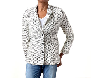 Checked / Spotted Jacket - Sigrid Schmidbauer - Cream White / Black - S / UK 10