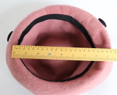 Vintage Pink Wool Hat - Turn Up Brim - 1980s - Medium