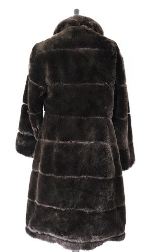 Faux Fur Vintage Coat - 1960s  1970 - Brown - S /  UK 10