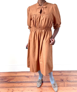 Spotted Vintage Day Dress - 1980s - Cotton Blend - Fit - L / UK 14