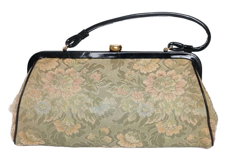 Vintage 1960s Top Handle Bag - Brocade Fabric - Medium