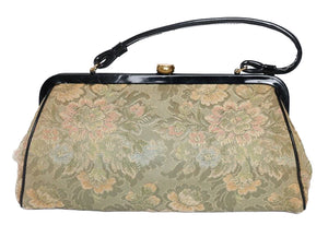 Vintage 1960s Top Handle Bag - Brocade Fabric - Medium