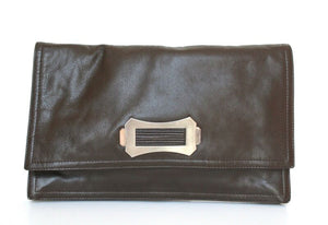 Vintage Clutch Bag - 1960s - Brown Leather - Small