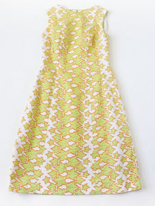 1960s Vintage Shift Dress - Fitted - Green Ivy Print - XS / UK 8