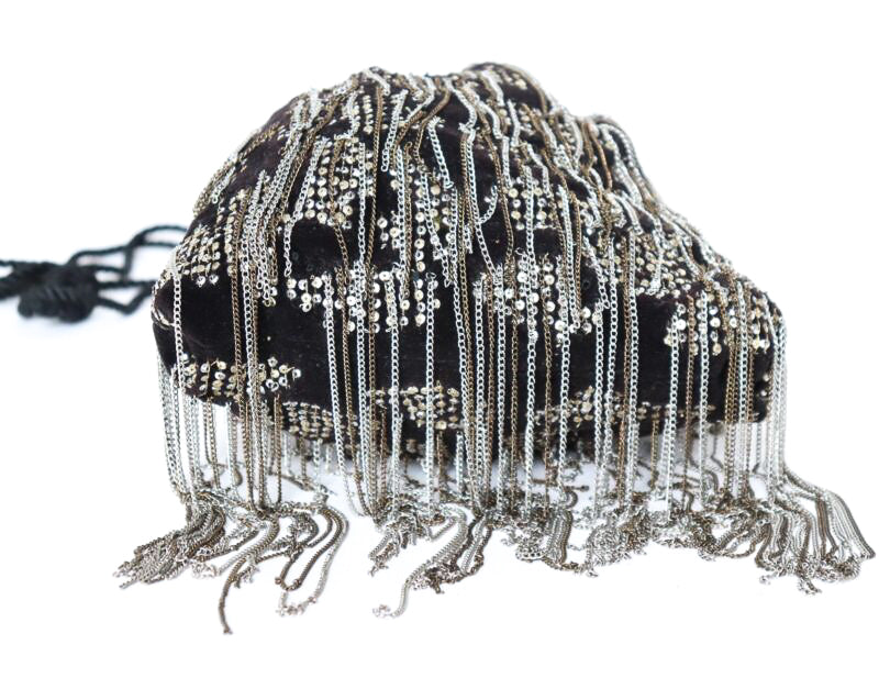 Sequin / Chain Drawstring Shoulder Bag -  Disco  / Party- LBD - Small