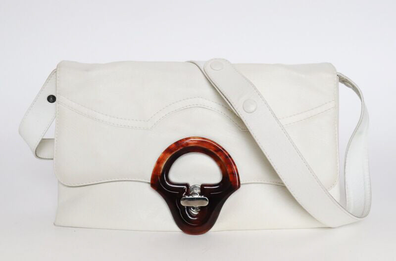 Vintage 1960s Shoulder Bag - White -2-way Strap - Medium