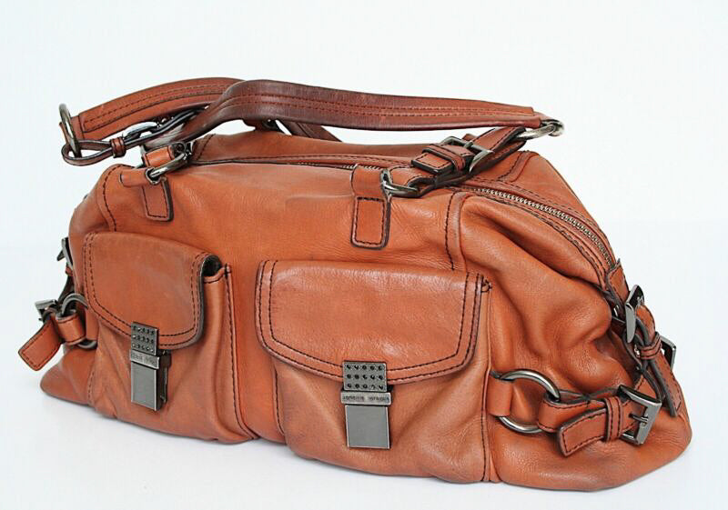 Adrienne Vittadini Boho Shoulder / Tote Bag - Tan Brown Leather - Medium