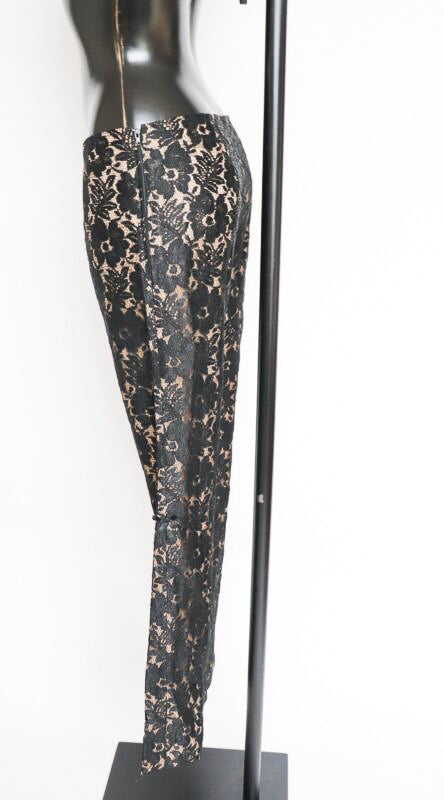 Lace Trousers Black - Kick Flare - Low Rise - ANGEL - Label 44 - Fit S /  UK 10