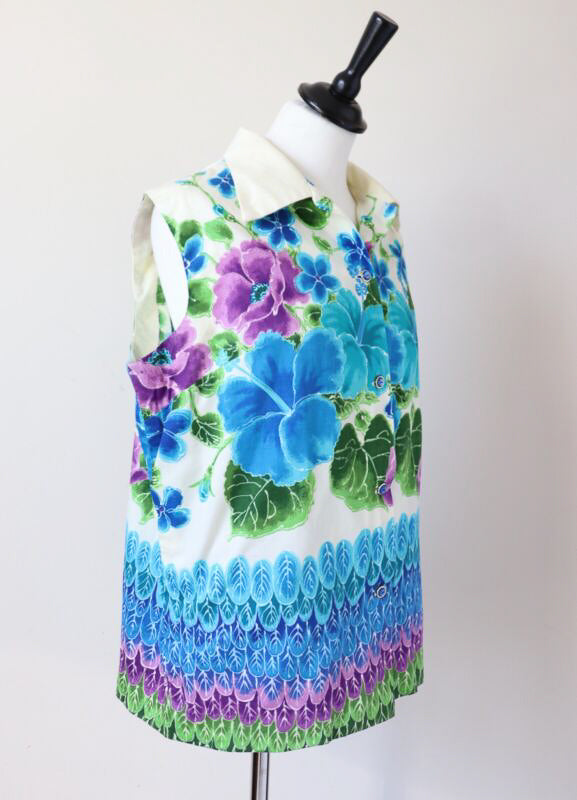 Vintage Hawaii Shirt Blouse / Shirt - 1960s - UI MAIKAI -  Cotton - L / UK 14