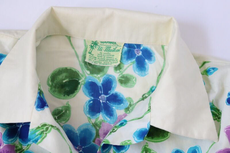 Vintage Hawaii Shirt Blouse / Shirt - 1960s - UI MAIKAI -  Cotton - L / UK 14