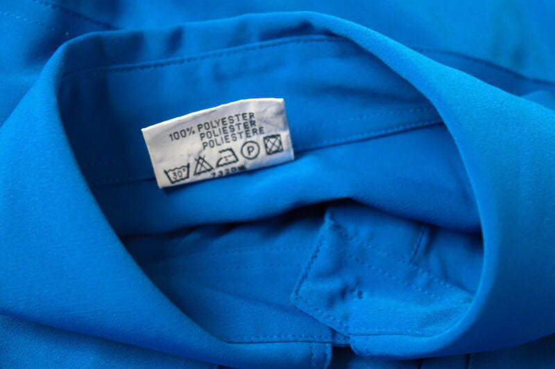 Vintage 1980s Long Sleeve Shirt Blouse - Royal Blue - Elasticated  - L / UK 14