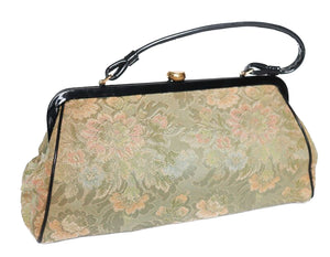 Vintage 1960s Top Handle Bag - Brocade Fabric -  Medium