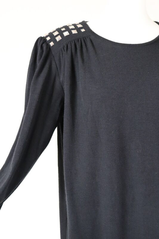 1980s Punk Studded Black  Dress - Loose - Fit L /  UK 14