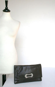 Vintage Clutch Bag - 1960s - Brown Leather - Small