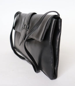 Vintage Shoulder Bag -  Black Leather - 1980s - Small / Medium