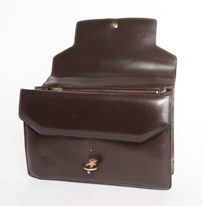 Vintage 1960s Bag Handbag - Brown Leather - Small