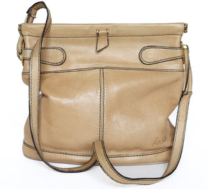 Vintage 1980s Shoulder Bag - Light Beige Tan Leather - Lara’s - M / L