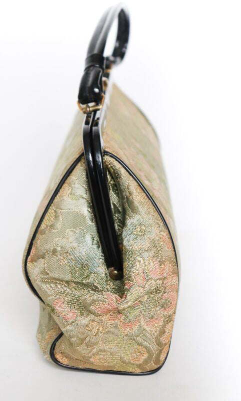 Vintage 1960s Top Handle Bag - Brocade Fabric - Medium