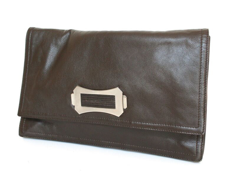 Vintage Clutch Bag - 1960s - Brown Leather - Small