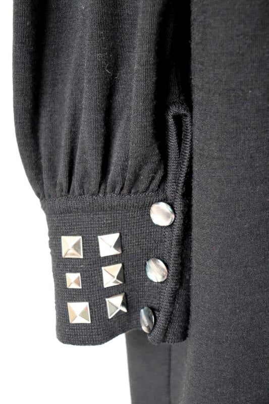 1980s Punk Studded Black  Dress - Loose - Fit L /  UK 14