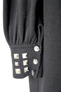 1980s Punk Studded Black  Dress - Loose - Fit L /  UK 14