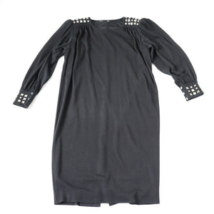 1980s Punk Studded Black  Dress - Loose - Fit L /  UK 14