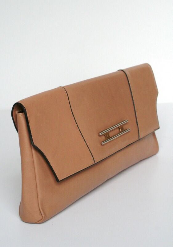 Vintage clutch bag - 1980s - LONG - Caramel Brown - Medium