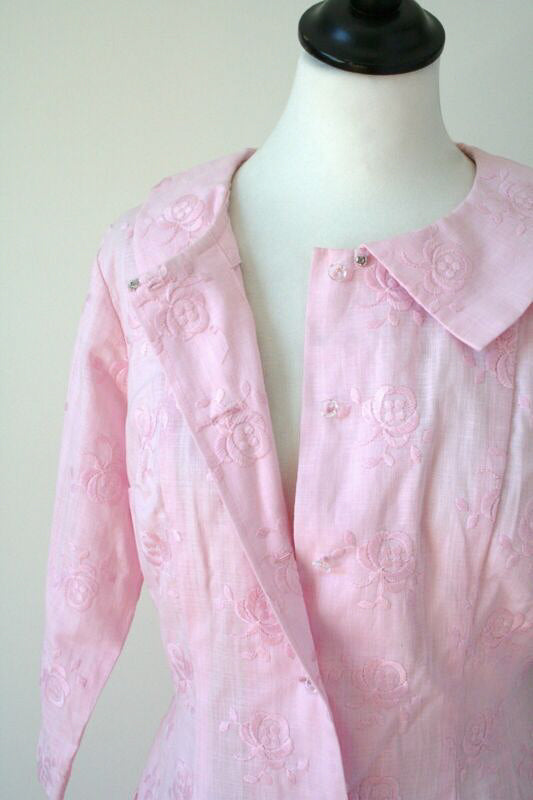 Vintage Summer Tea Dress - 1950s / 1960s  - Huco - Pink - XS / UK 8