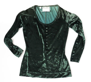 Moschino Velvet Top Long Sleeves Green - Fit S - UK 8 /10