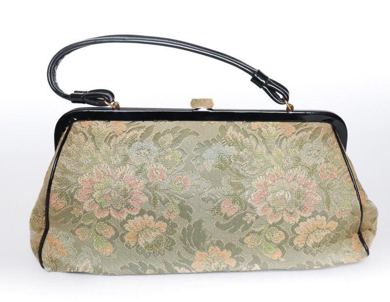Vintage 1960s Top Handle Bag - Brocade Fabric - Medium
