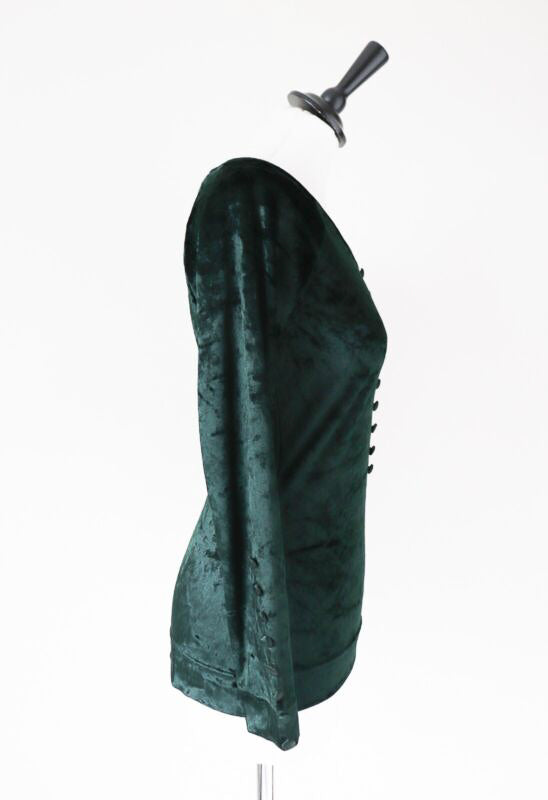 Moschino Velvet Top Long Sleeves Green - Fit S - UK 8 /10