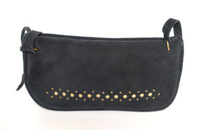 Vintage 1950s / 1960s Micro Handbag - Black Suede Leather - X Small