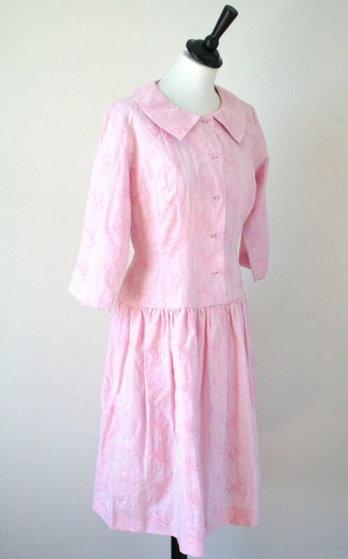 Vintage Summer Tea Dress - 1950s / 1960s  - Huco - Pink - XS / UK 8