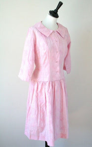 Vintage Summer Tea Dress - 1950s / 1960s  - Huco - Pink - XS / UK 8