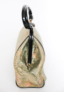 Vintage 1960s Top Handle Bag - Brocade Fabric - Medium