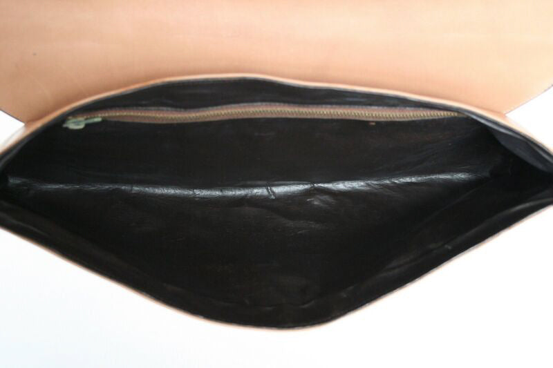 Vintage clutch bag - 1980s - LONG - Caramel Brown - Medium