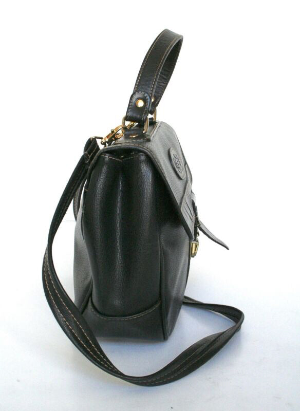 Black Satchel Bag - Top Handle / Shoulder - Vintage 1980s - Medium