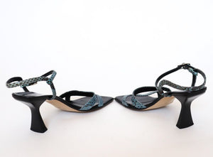 Strappy Sandals - Blue Leather - De Martini - 38 / UK 5