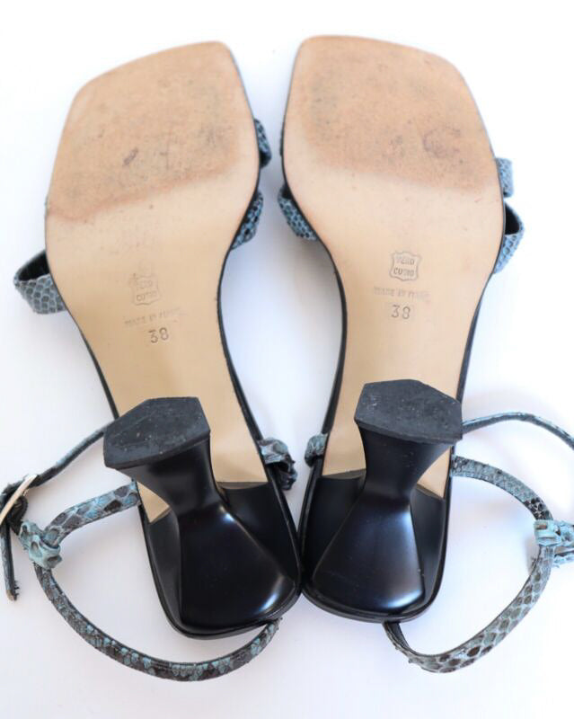 Strappy Sandals - Blue Leather - De Martini - 38 / UK 5