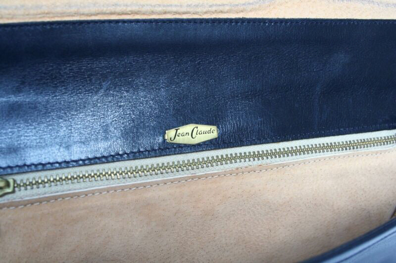 Vintage Flat Shoulder Bag - Blue leather - 1970s - Jean Claude - Medium