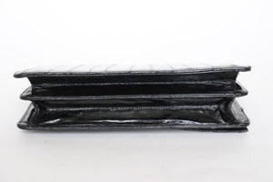 Envelope Clutch Bag - Eel Skin Leather - 1980s Vintage - Black - Small