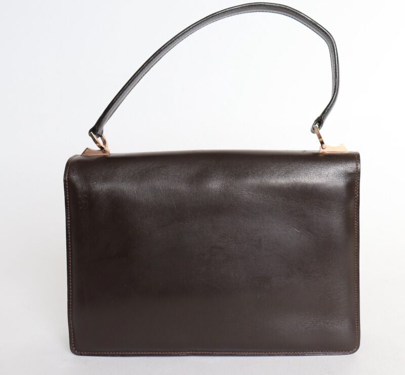 Vintage 1960s Bag Handbag - Brown Leather - Small
