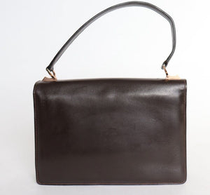 Vintage 1960s Bag Handbag - Brown Leather - Small